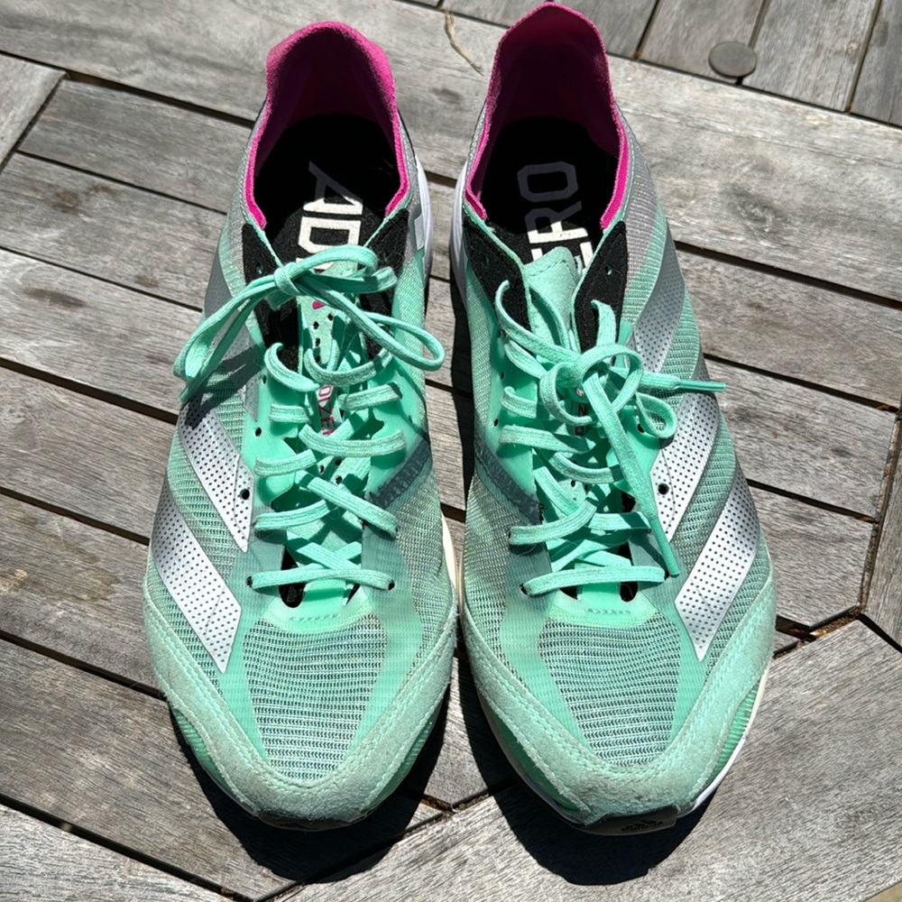adidas Adizero Adios 7 Running Shoes Women's, Turquoise, Size 8.